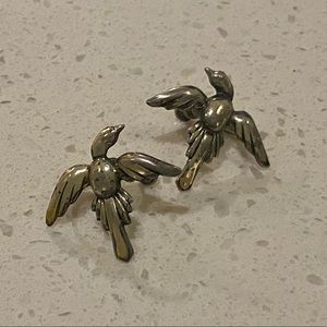 Vintage sterling silver screw on bird earrings